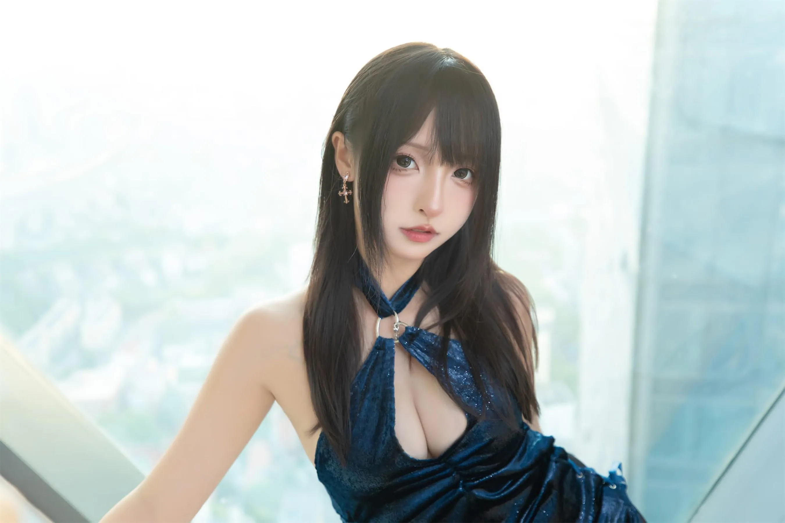神楽坂真冬 – NO.152 蓝衣旗袍 [76P]插图5